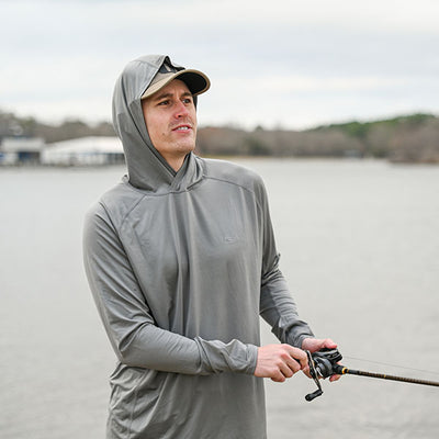  Gator Waders In Action Performance Hoodie Stone 2 View 