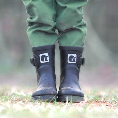  Gator Waders Kids Rain Boots Black In Action 2 View 