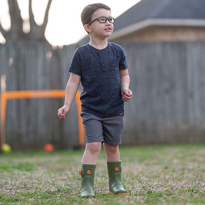  Gator Waders Kids Rain Boots Olive In Action 5 View 