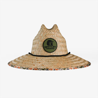 straw hat in old school camo front view