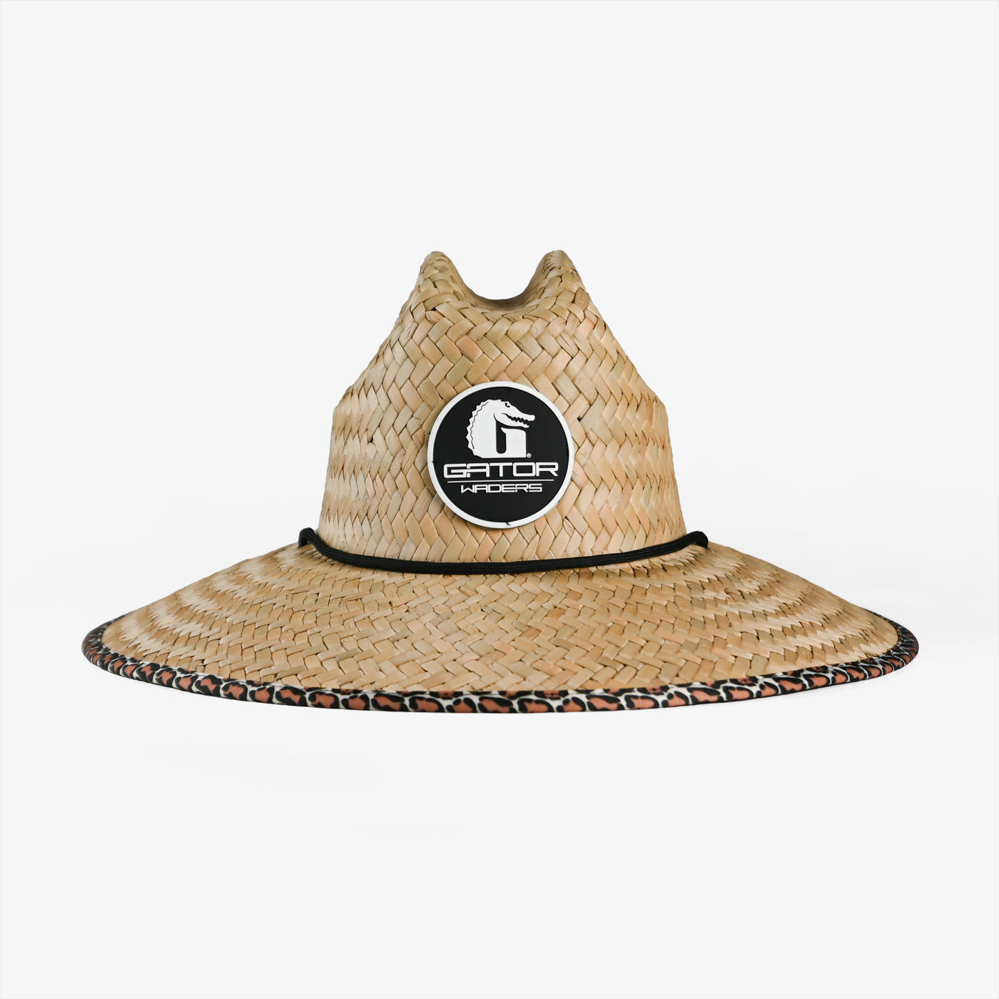 straw hat in leopard front view