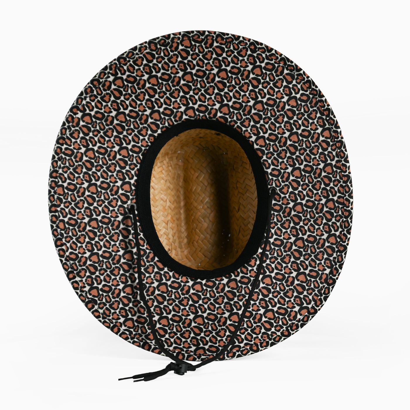 straw hat in leopard brim view