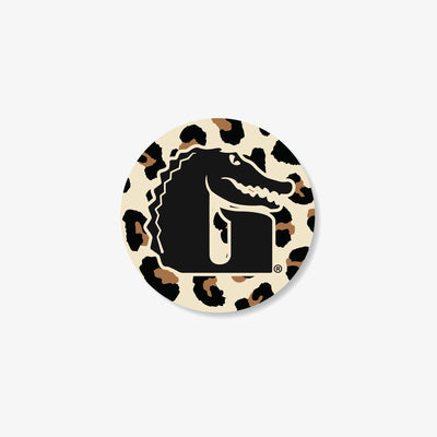 3.5-inch Leopard Circle "G" Decal | White