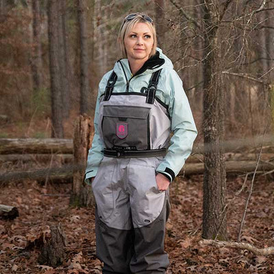  uninsulated swamp waders womens grey in action 1 View 