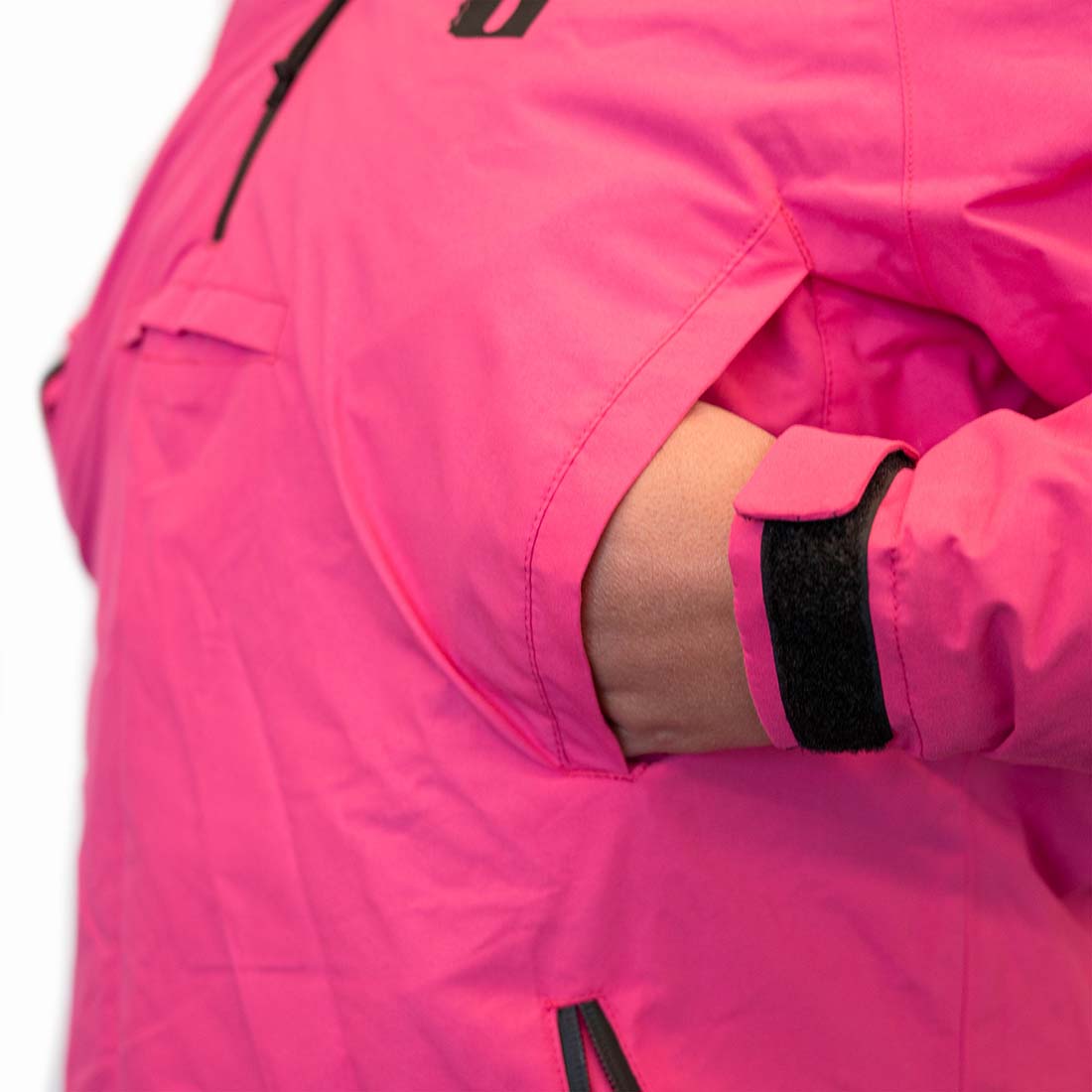 Waterproof 1/2 Zip Bog Hoodie Womens - Pink Side Pocket View